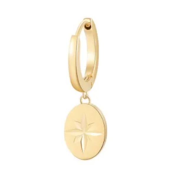 Brosway Single Earring. Gold Hoop Earrings With Starburst Charm